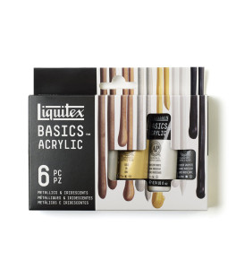 Zestaw farb akrylowych Liquitex Basics 6x22ml – Metal i Iridescent